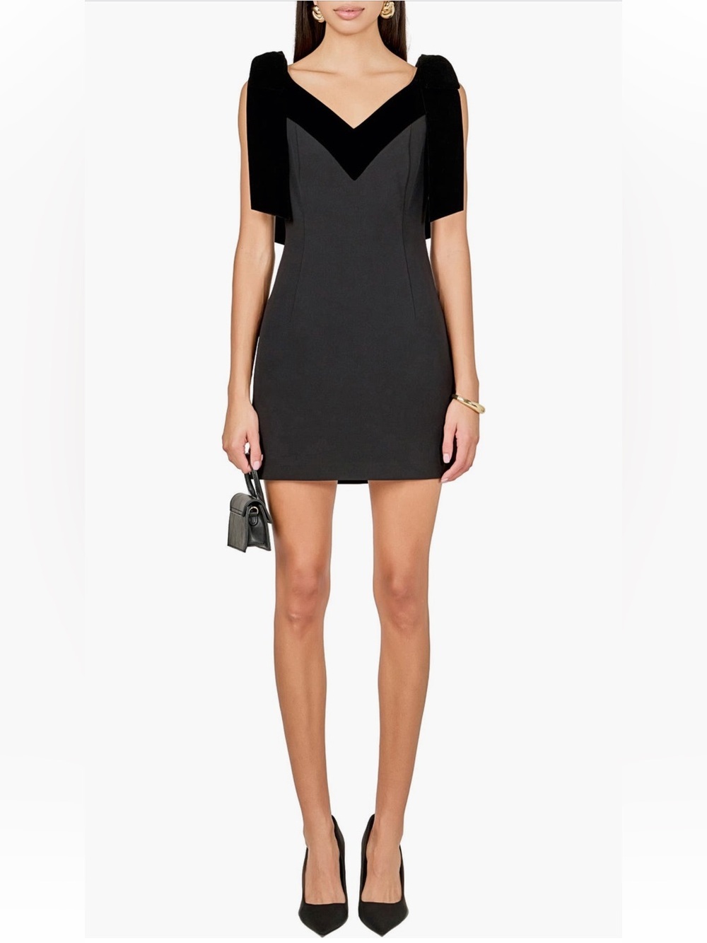 Endless Rose Velvet Bow Mini Dress Black Cocktail Holiday Size S NWOT